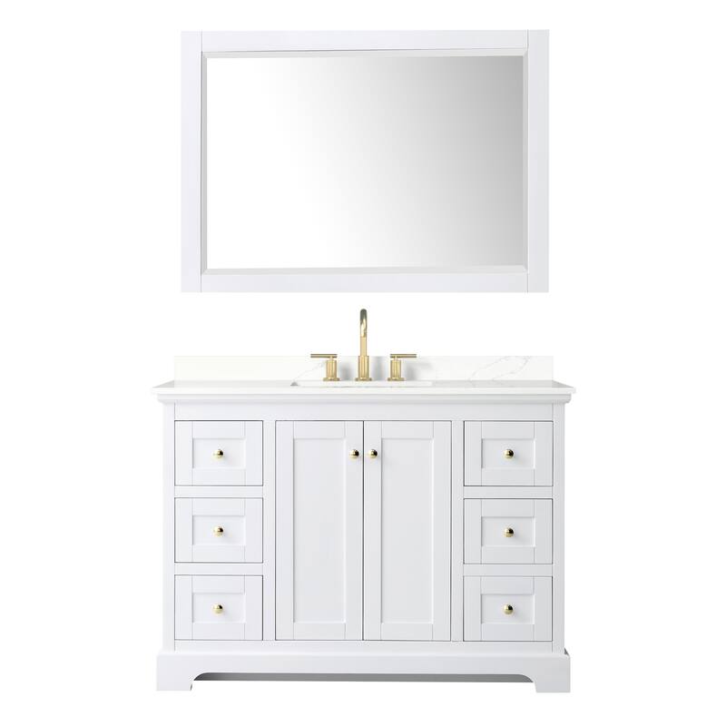 Avery 48-inch Single Vanity, Quartz Top, 46-inch Mirror