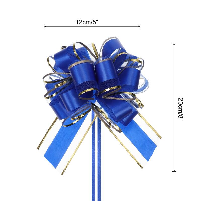 10pcs 6" Large Pull Bow Organza Gift Wrapping Bows Ribbon for Wedding - Blue - 6 Inch