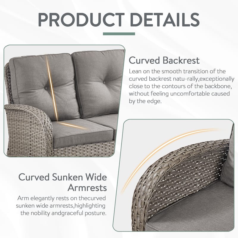 Outdoor Couch Sofa with Swivel Chair Ottomans