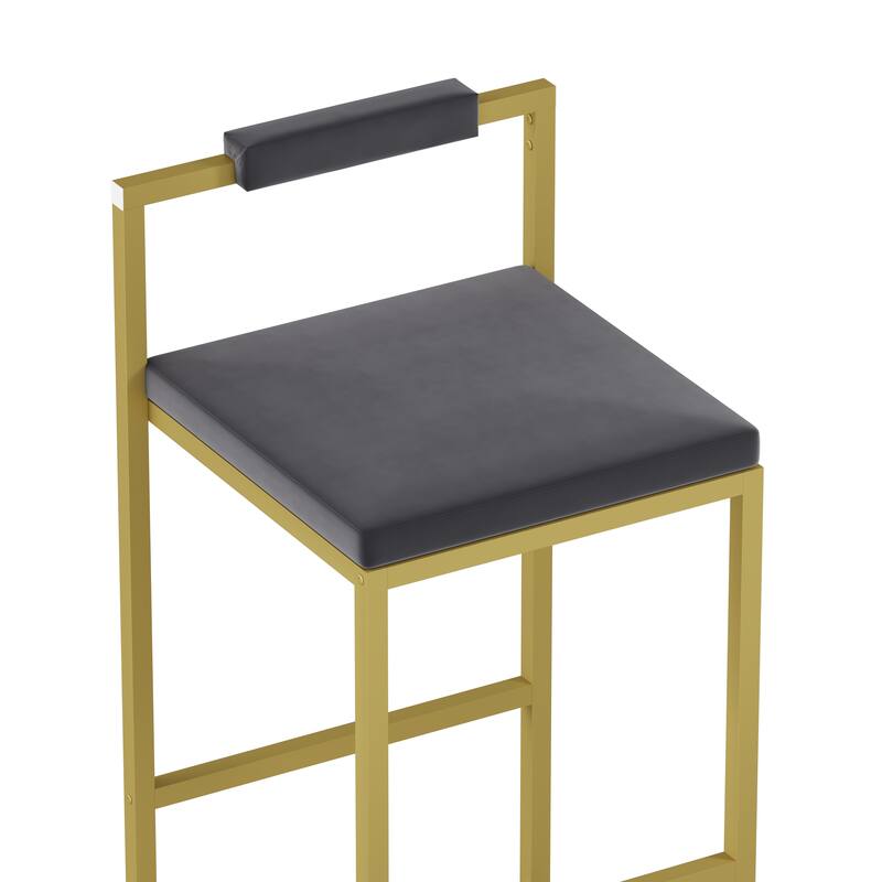 Modern Design in Gold Frame Velvet Upholstered Bar Stools Set of 2