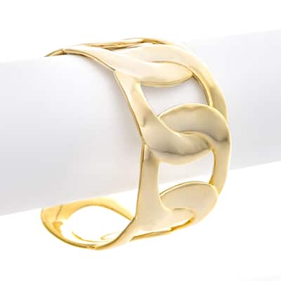 Curb Link Open Bangle Bracelet - Gold