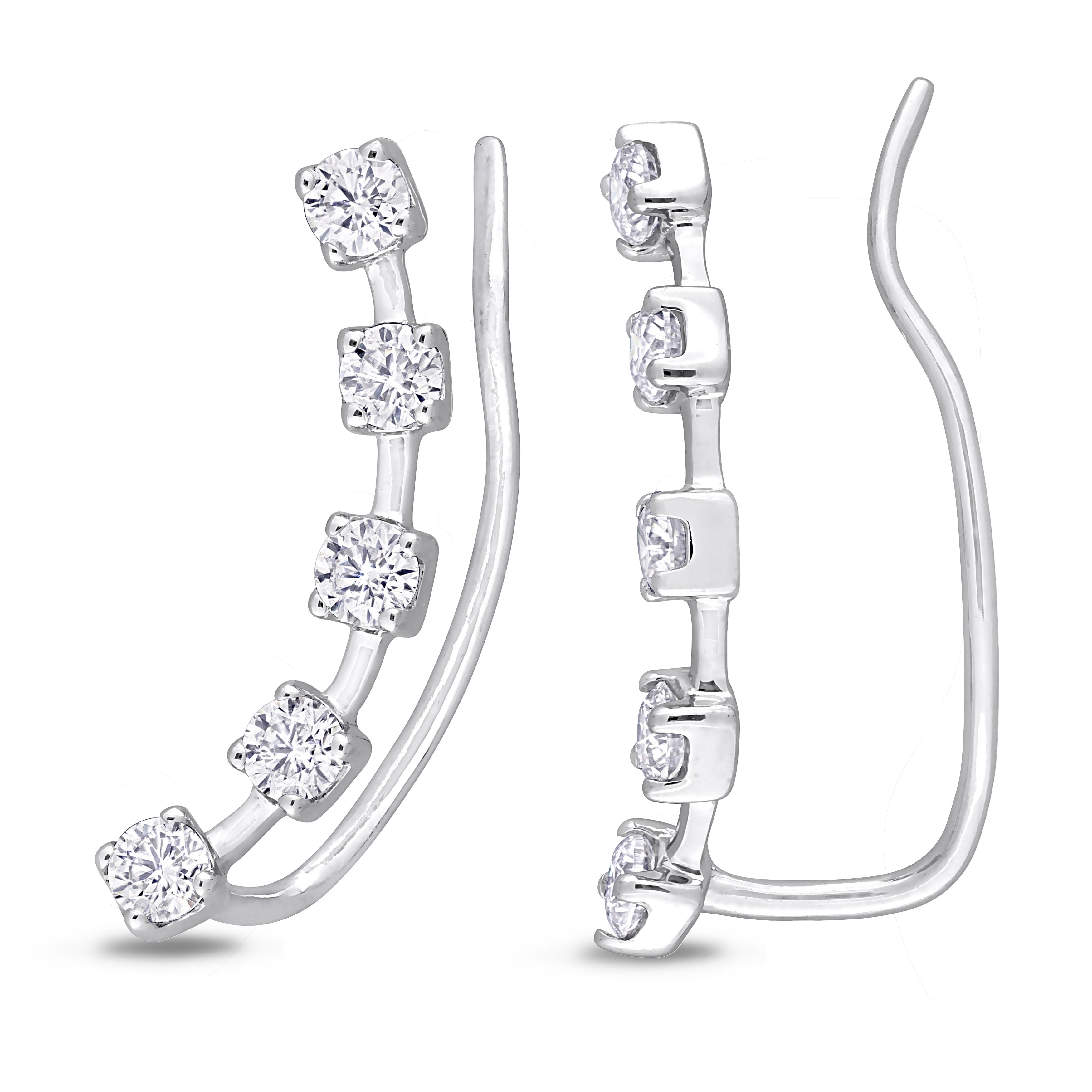 Miadora 5/8ct DEW Created Moissanite Crawler Earrings 10k White Gold