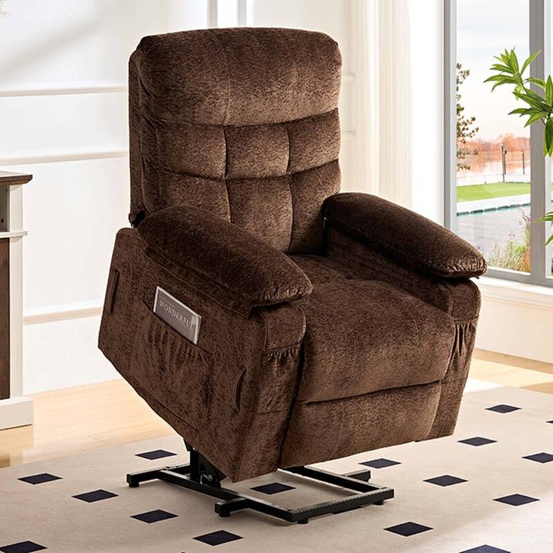 Mixoy Velvet Power Lift Recliners Chair,Dual Motor Heat Massage Electric Recliner Chair with Remote