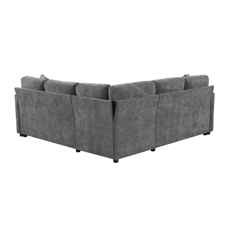 L-Shaped Sectional Upholstered Sleeper Sofa Convertible Pull-out Sofa Bed with Hidden Storage Space, Chenille Fabric