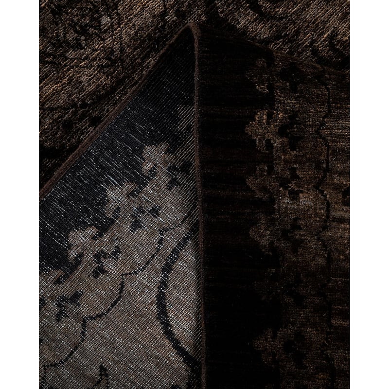 Overton Hand Knotted Wool Vintage Inspired Modern Contemporary Overdyed Black Area Rug - 8' 1" x 10' 3"