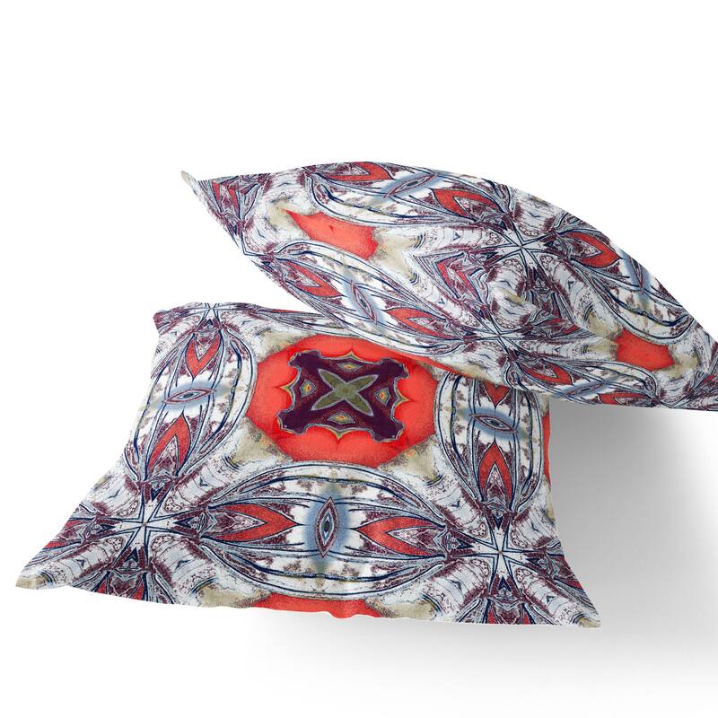 HomeRoots Set of Two 16" X 16" Blue and Gray Blown Seam Floral Indoor Outdoor Throw Pillow - 16.00' X '16.00' X '5.00