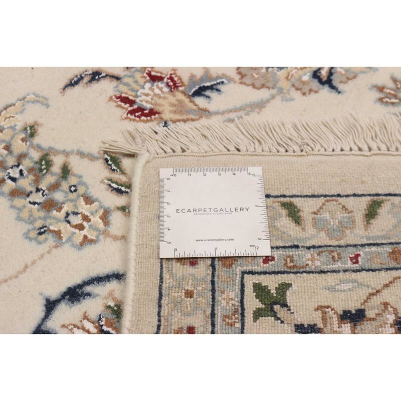 ECARPETGALLERY Hand-knotted Nain Cream Silk, Wool Rug - 5'10 x 9'1