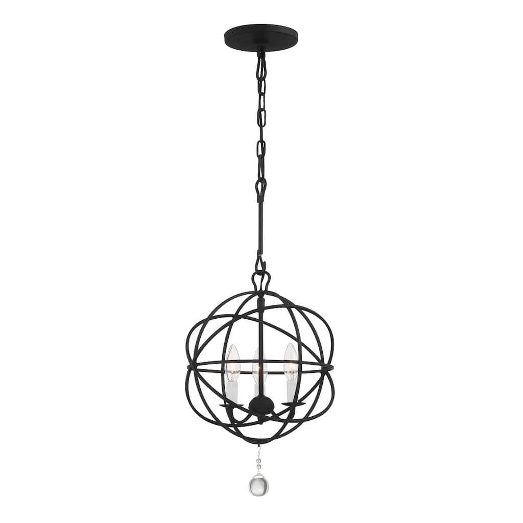 Solaris 3 Light Black Mini Chandelier - 12.5''W x 16.5''H