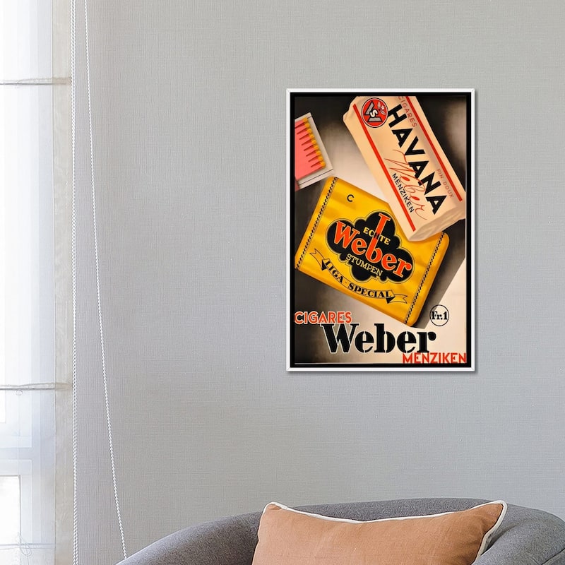iCanvas "Cigares Weber" by Vintage Apple Collection Framed Canvas Print