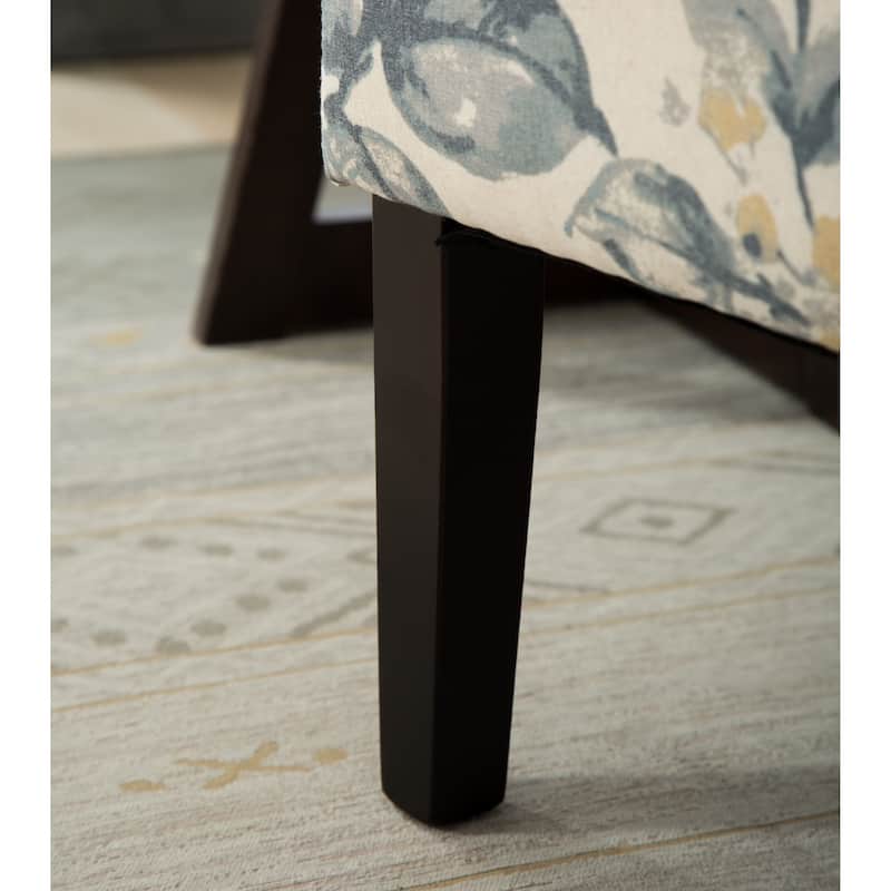 Blue Leaves Modern 29.13" Upholstered Accent Chair with Wood Legs for Living Room