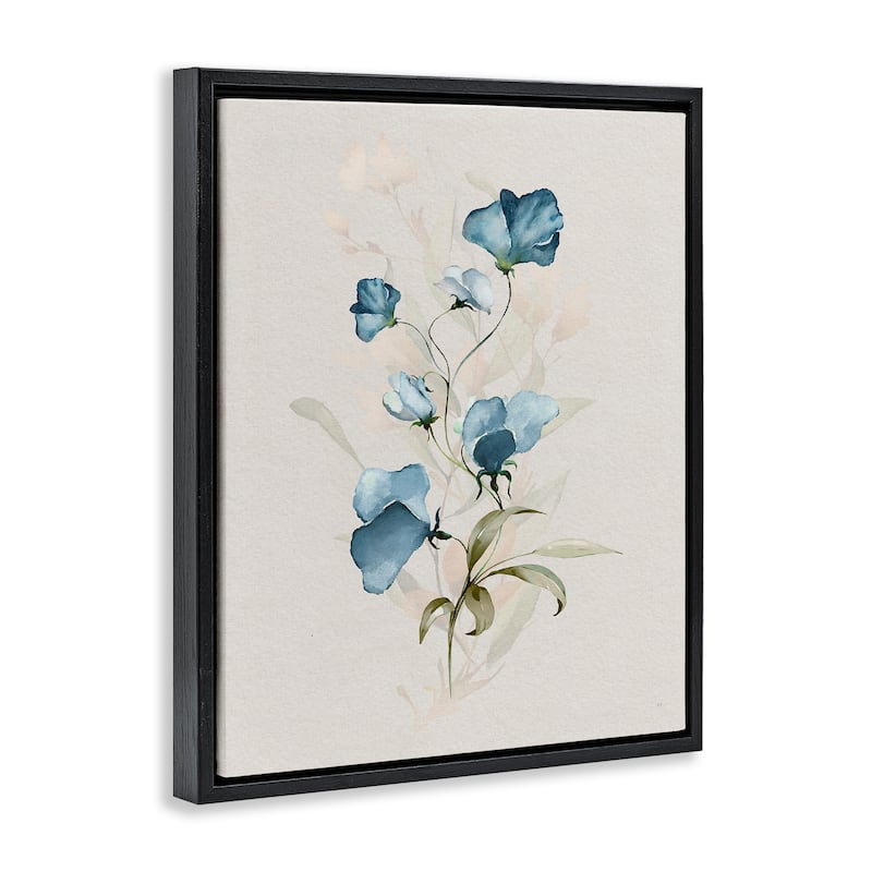 Stupell Blue Herb & Blossom Framed Floater Canvas Wall Art Design By Susan Jill