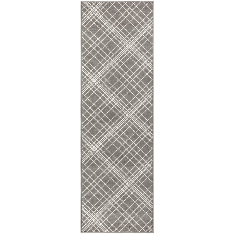 Nourison Jubilant Indoor Plaid Area Rug - 2' 3" x 7' 3" - Grey
