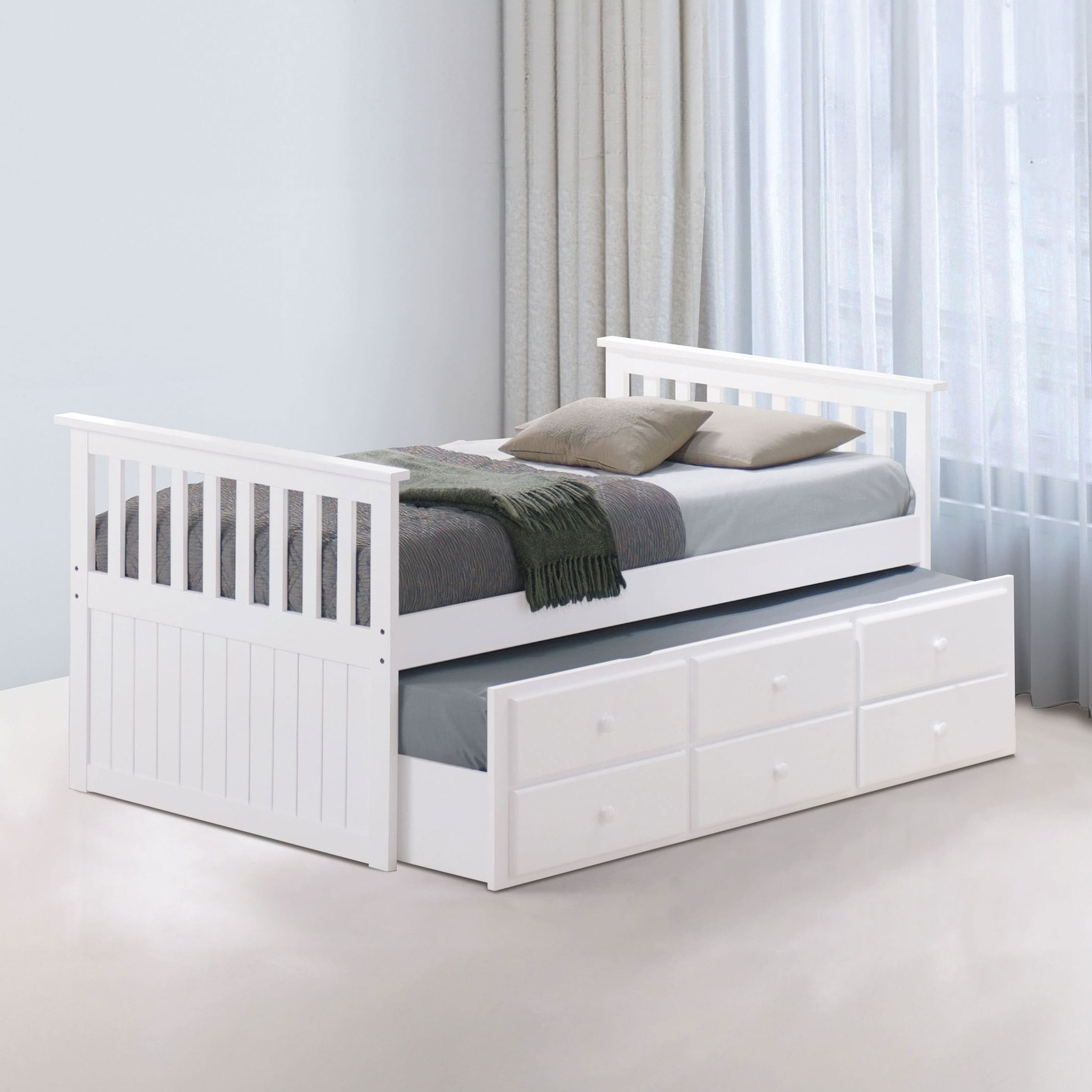 Furniture of America Zorina Twin Captain Bed with Trundle and Three Drawers