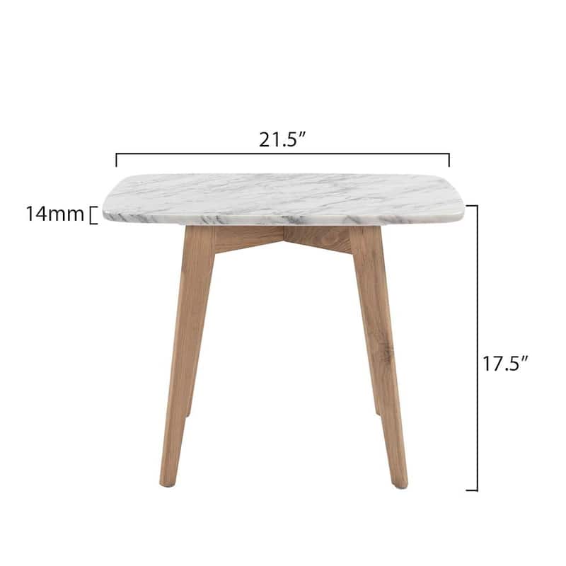 Carson Carrington Tangalund Rectangular Italian Carrara Marble Table - 21.5"L x 12"W x 17.5"H