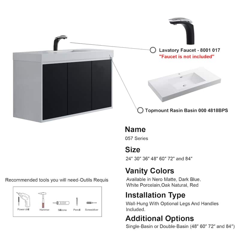 Kennan 48" Single Bathroom Vanity Set with Rectangle Legs