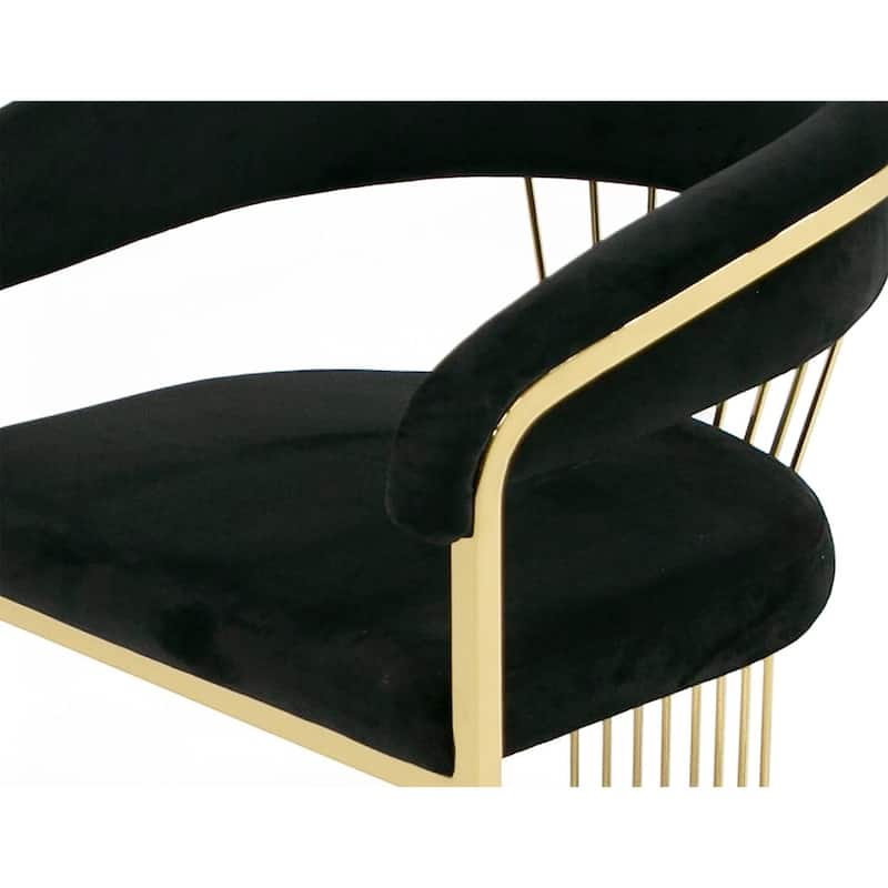 Gold/Black Velvet Upholstered Metal Frame Dining Chair, Sturdy Dining Chair for Dining Rooms - 22.75