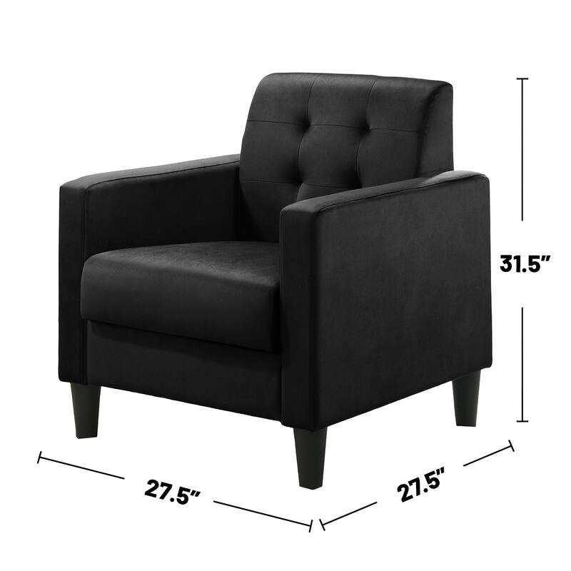 Velvet Upholstered Accent Armchair with Tufting