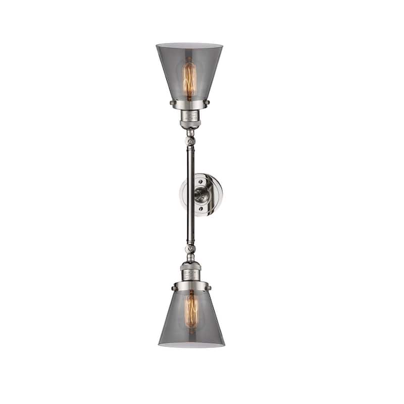 Innovations Lighting Small Cone 2 Light 23" Wide Bathroom Vanity Light - Polished Nickel / Smoked