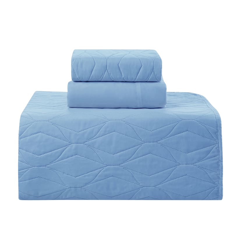 Clara Clark Ellipse Weave Toddler Bedding Set, 3PC Bedspread Set - All Season Quilted Comforter, Fitted Sheet, and Pillow Sham