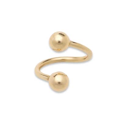 Curata Solid 14k Yellow or White Gold 16G 4mm Ball Twisted Circular Barbell Septum Ring Stud