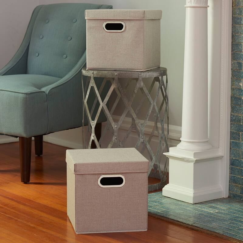 Household Essentials Storage Bins with Lids and Chromed Grommet Handles