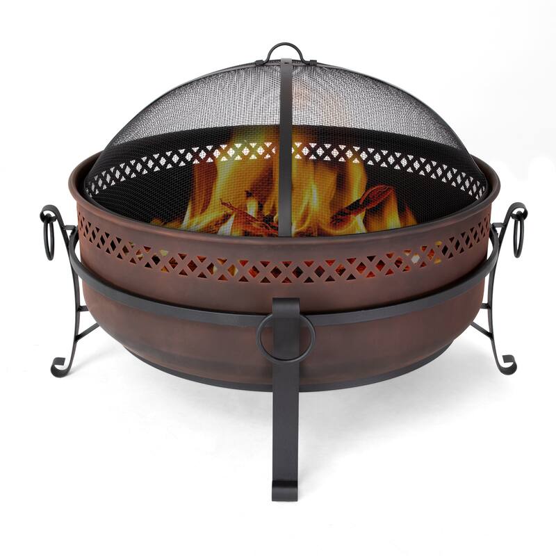 42 inches Outdoor Fire Pit with Spark Screen and Log Poker