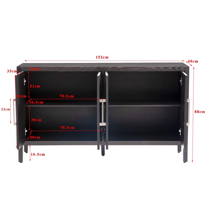 60" Modern 4-Door Sideboard with Solid Wood Legs