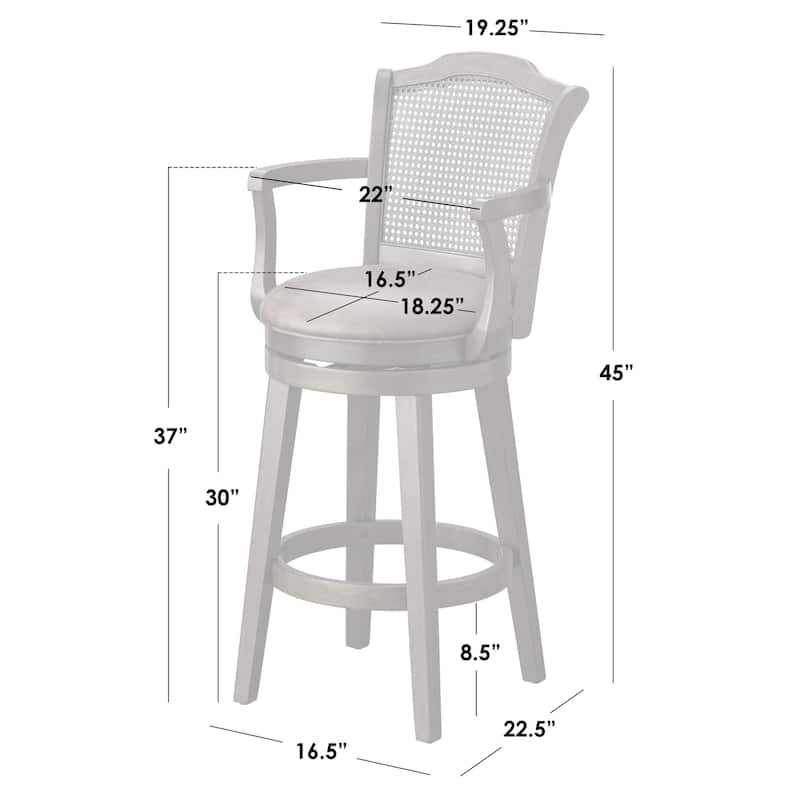 Lifestorey Thurston Pub Set with Solid Wood and Cane Swivel Stools