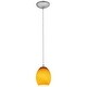 preview thumbnail 1 of 4, Access Lighting Brandy FireBird - E26 LED Cord Pendant - Brushed Steel Finish - Amber FireBird Glass Shade Brushed Steel