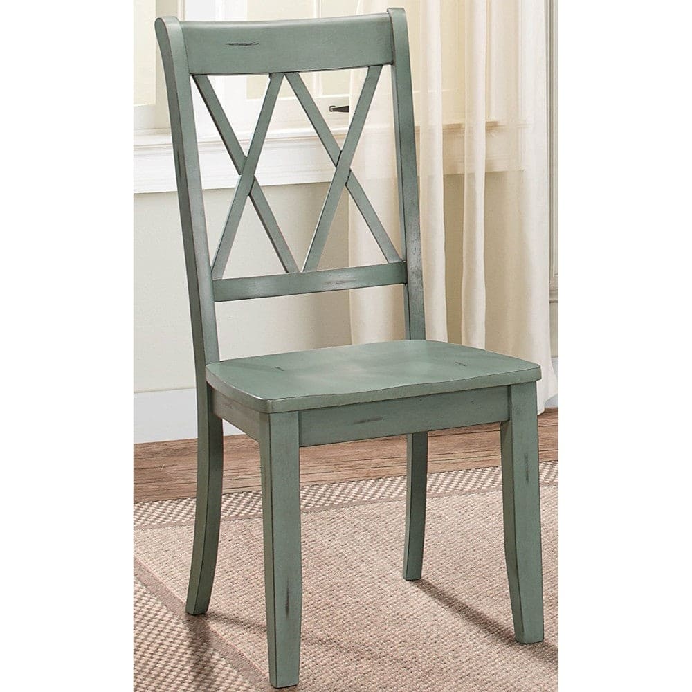 Pine Veneer Side Chair With Double X-Cross Back, Set of 2 - 39 H x 23 W x 18.5 L Inches