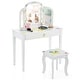 preview thumbnail 1 of 7, White Kids Vanity Table Set with Tri-Folding Mirror and Large Drawer Perfect for Girls - 27.5"L x 13.5"W x 38"H Kids