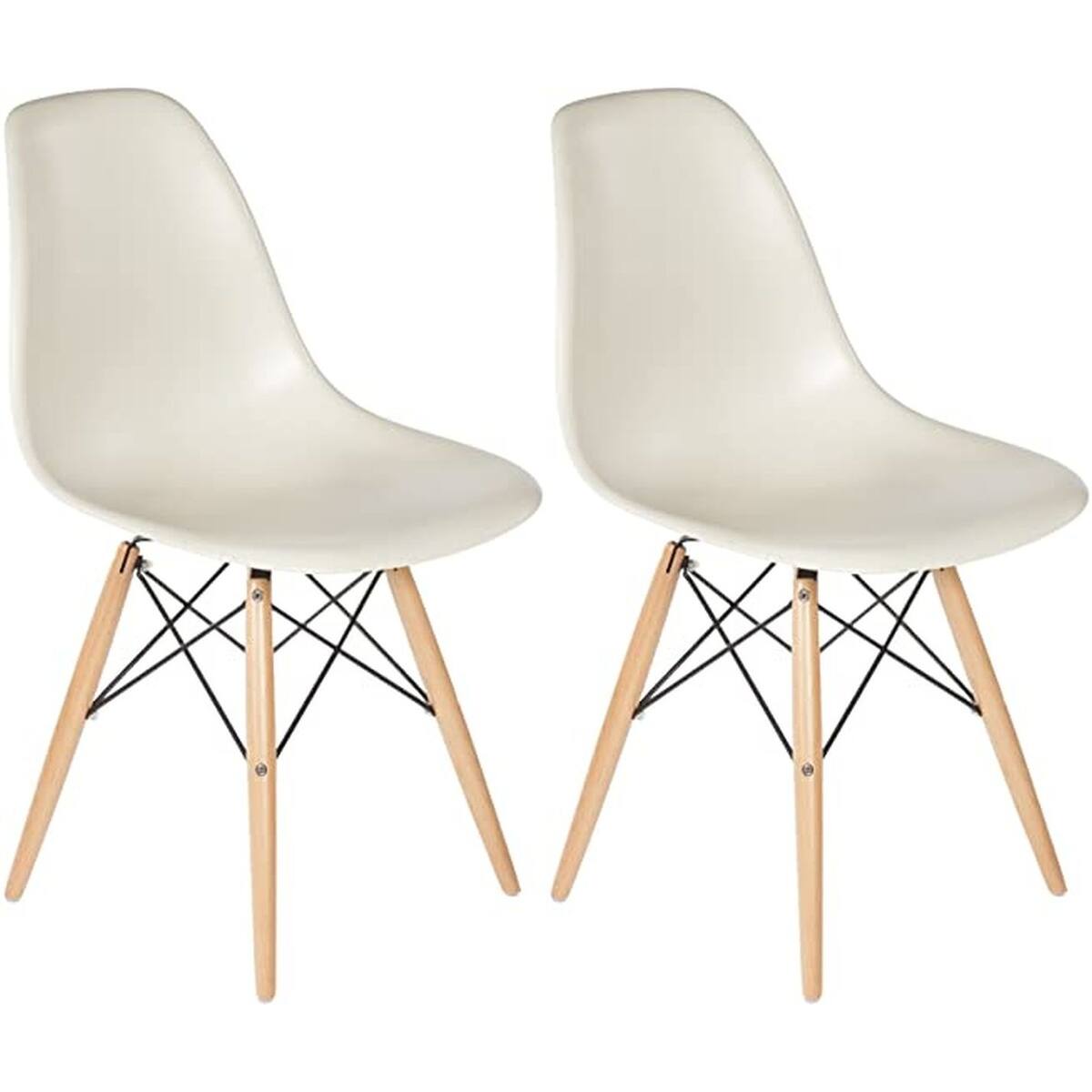 Modern Eiffel Style Chair with Wood Base & Taupe Seat Set of 2 Bed Bath & Beyond 33955344