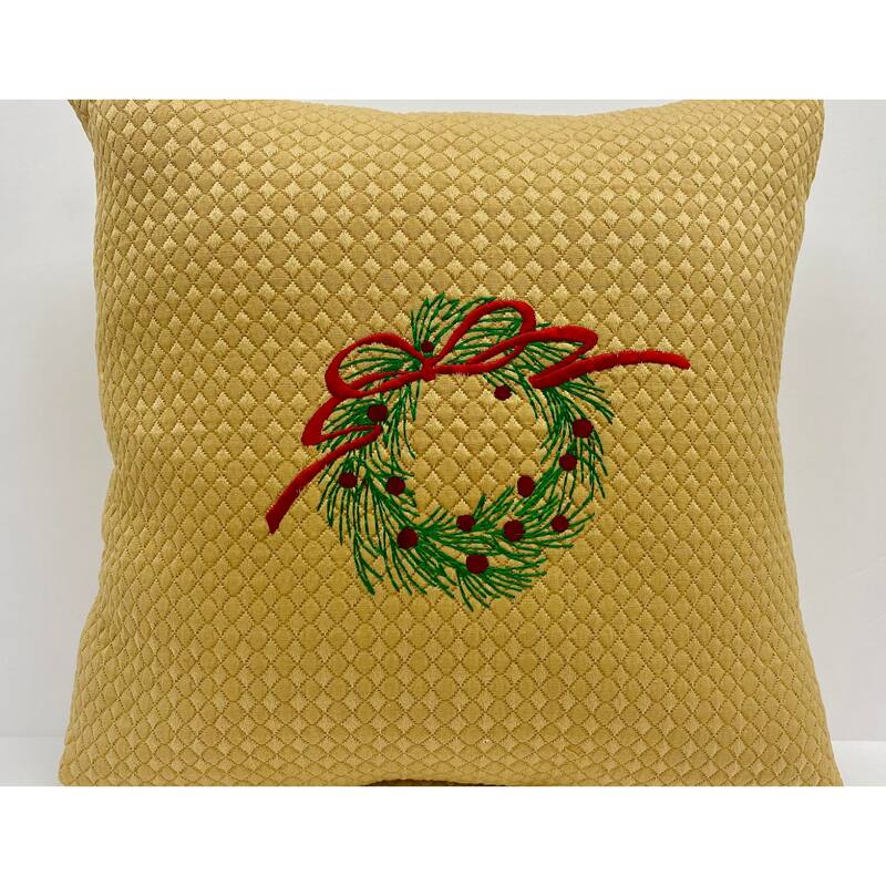 Holiday decorative pillow embroidery Christmas Wreath
