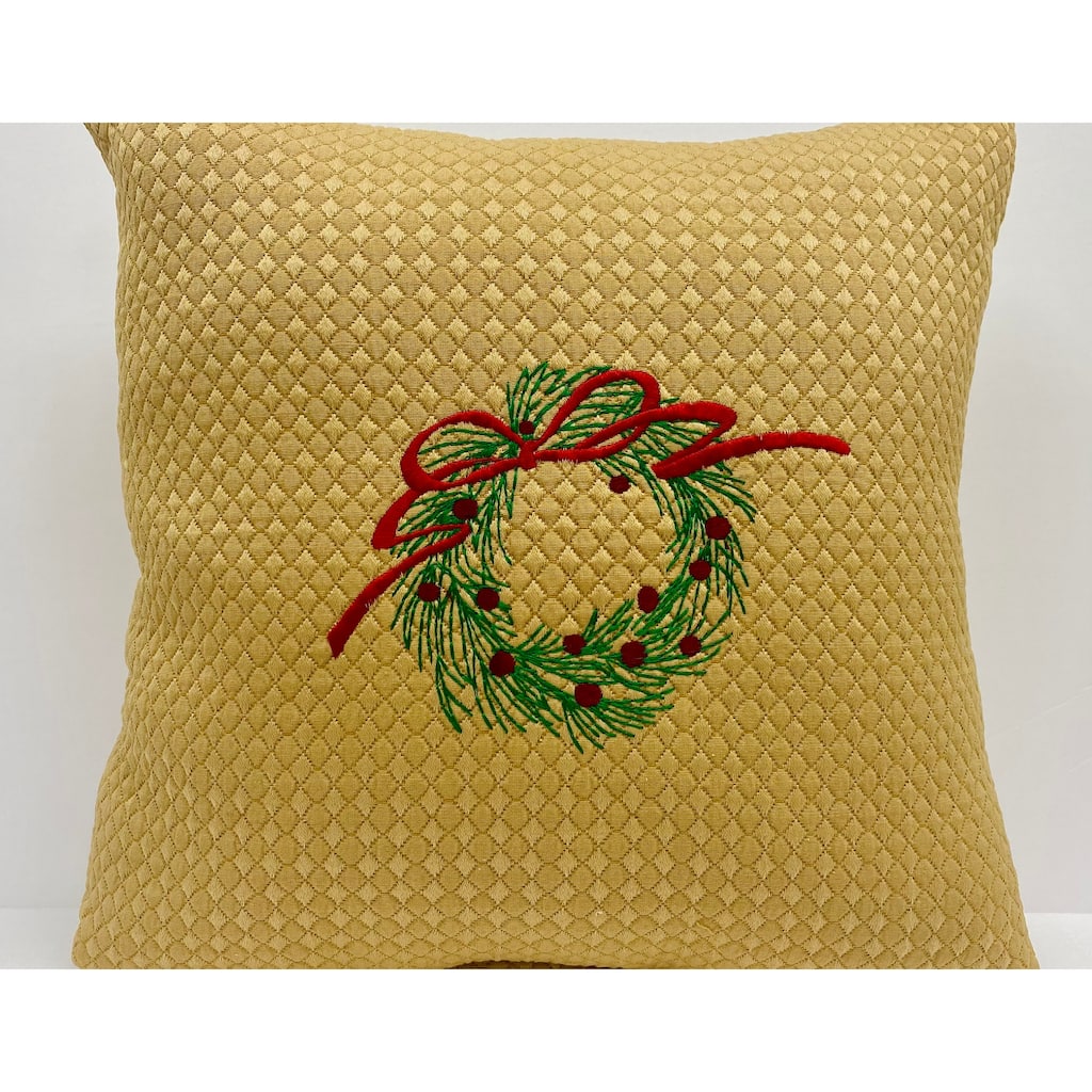 Holiday decorative pillow embroidery Christmas Wreath