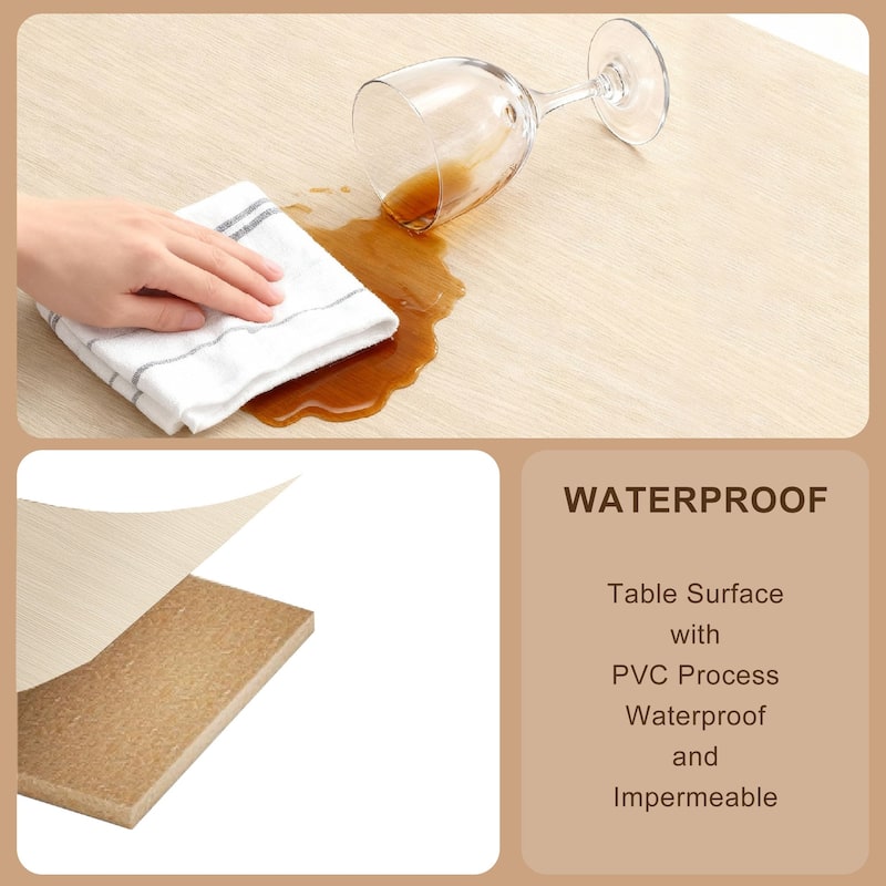 Javlergo 3-Piece Dining Table Set with 2 Backless PU Padded Chairs Space Saving Design Pub Set White/Oak & Black/Marble Options