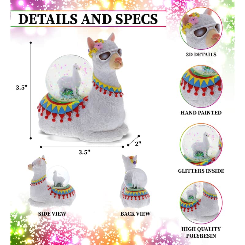 CoTa Global Llama Snow Globe - Fun Animal with Sparkling Glitter - 45mm