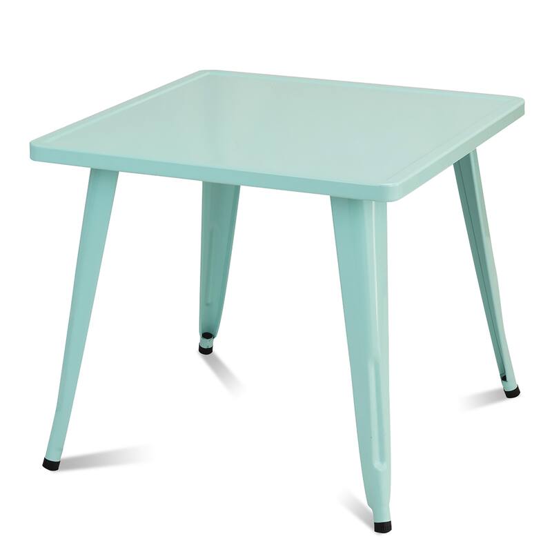 Costway Kids Steel 27'' Square Table Children Play Learn Activity - Blue