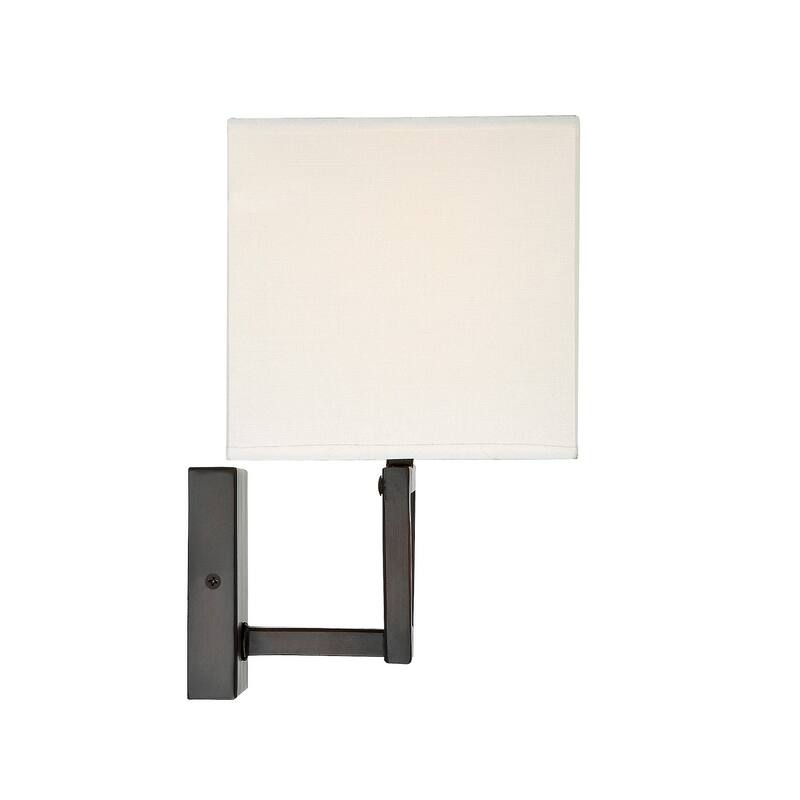 Meridian M90009 10" Tall Rectangular Fabric Shade Wall Sconce