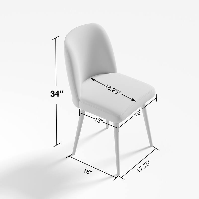 2Pcs Upholstered Dining Chairs Modern Fabric Kitchen Chairs with Padded Seat & Sturdy Metal Legs Side Chairs