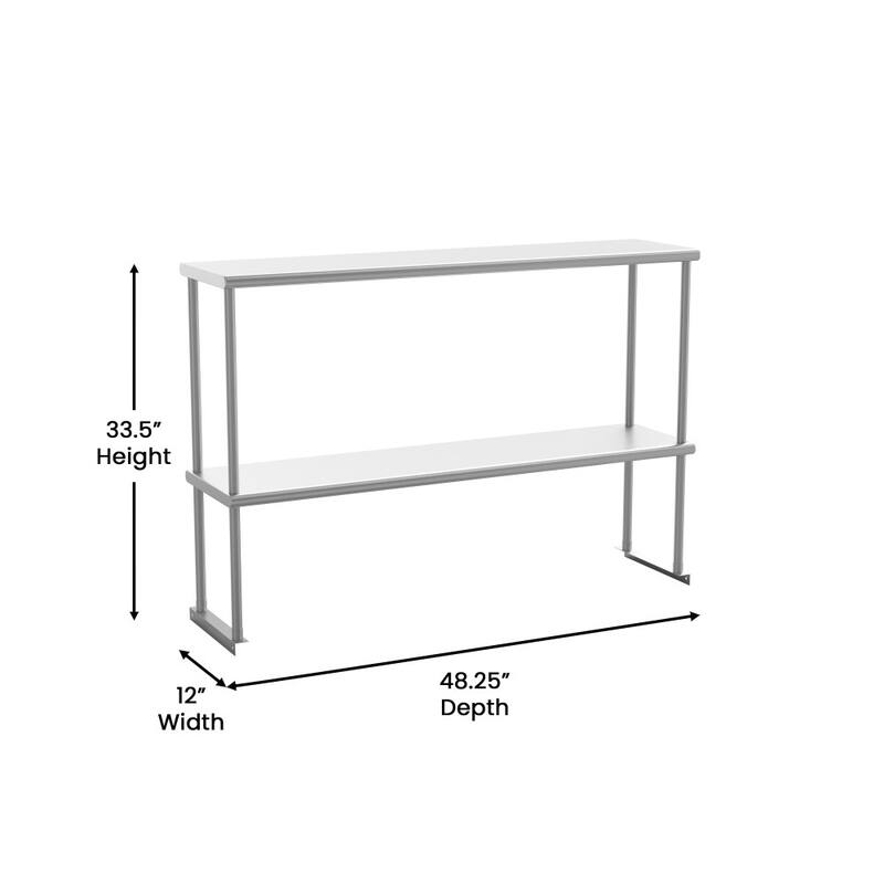 Commercial Grade NSF Certified Stainless Steel Metal Kitchen Double Overshelf