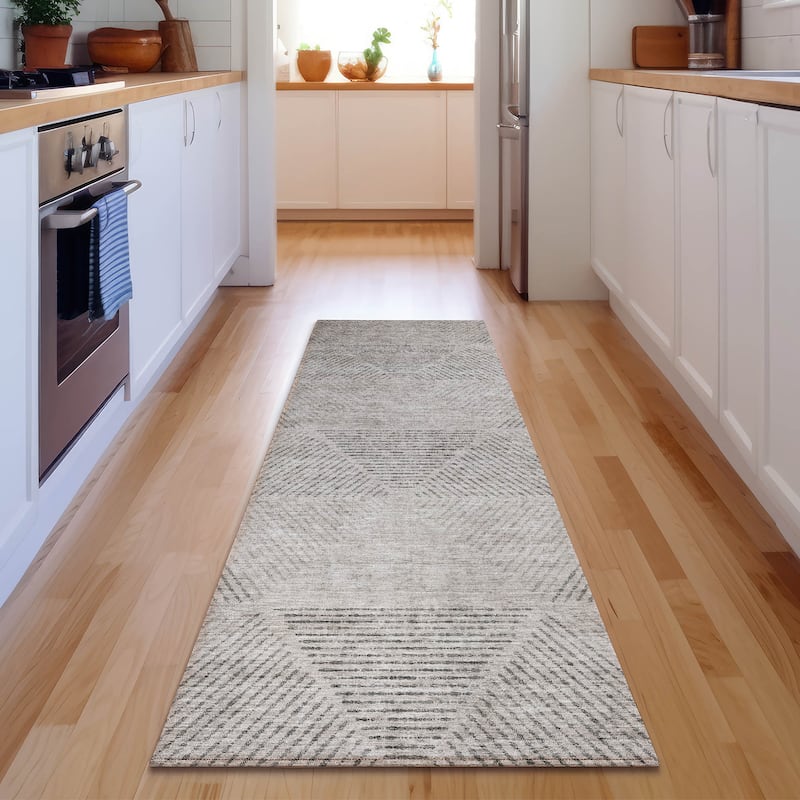 Premium Washable Super Soft Mid Century Modern Mayfield Rug - Taupe - 2' 3" x 7' 6" - Runner