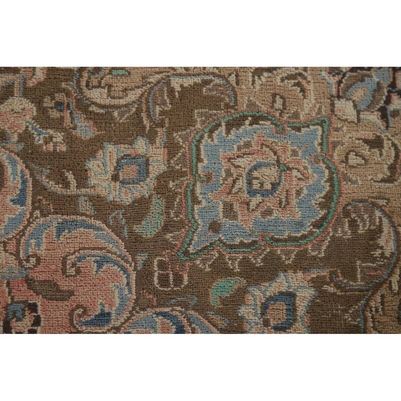 Hand Knotted Oriental 100% Wool Carpet Traditional Floral Pink Kashan Area Rug - 12' 5'' X 9' 5''