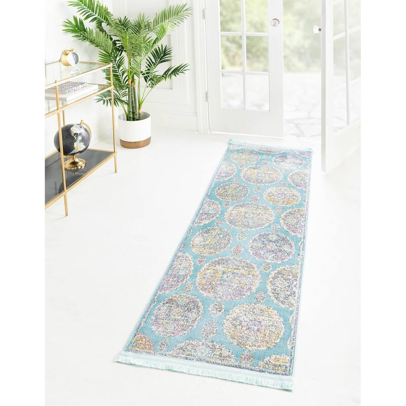 Transitional Laka Collection Area Rug - Blue - 2'2"x8'
