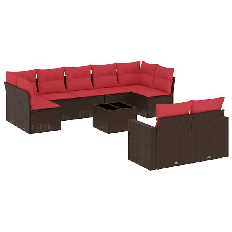 vidaXL 10 Piece Patio Sofa Set with Cushions Poly Rattan (US only)