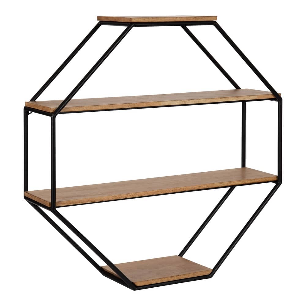 Kate and Laurel Lintz Octagon Floating Wall Shelf