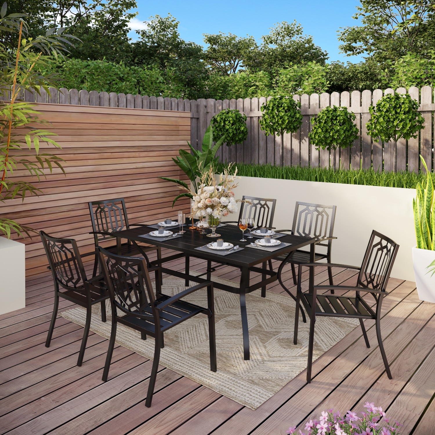 Outdoor Cafe Table Stacking Chairs Parasol Hole Home Garden Patio Furniture Set 