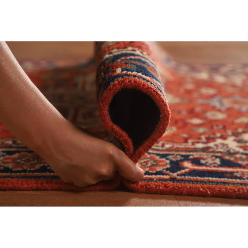 Hand Knotted Oriental 100% Wool Carpet Traditional Medallion Oranges & Rust Heriz (serapi) Area Rug - 5' 1'' X 3' 1''