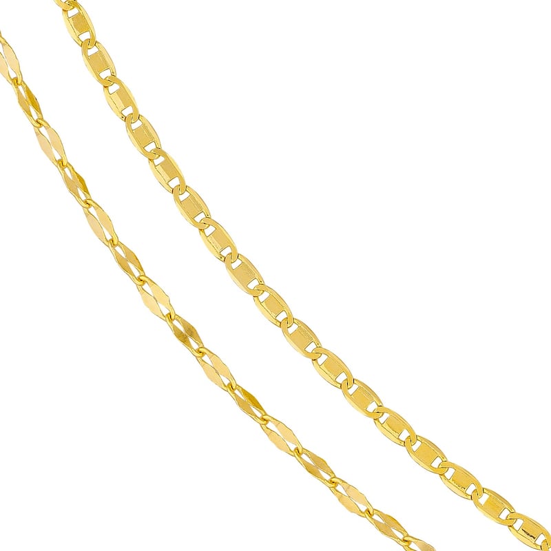 Curata 14k Yellow Gold 18" Hammered Forzentina Double Strand Necklace