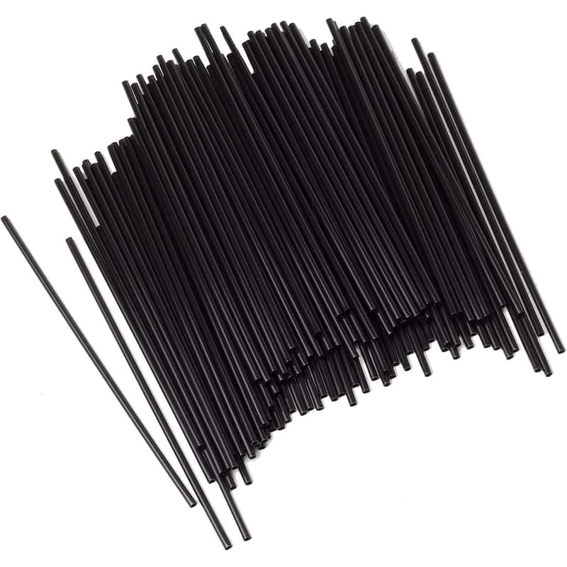Chef Craft 150 Piece 5" Long Plastic Cocktail or Coffee Stirrer Straws Set - Black - 1 Pack (150 Stirrers)