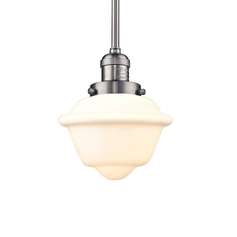 Innovations Lighting Small Oxford Single Light 8" Wide Mini Pendant - Brushed Satin Nickel / Matte White Cased
